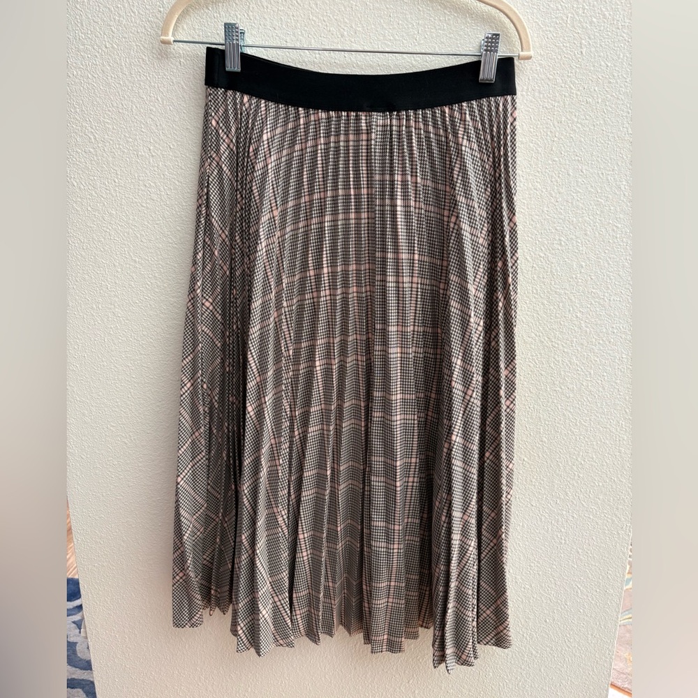 a new day Black and Cream Plaid A-Line Skirt, Plaid, Small